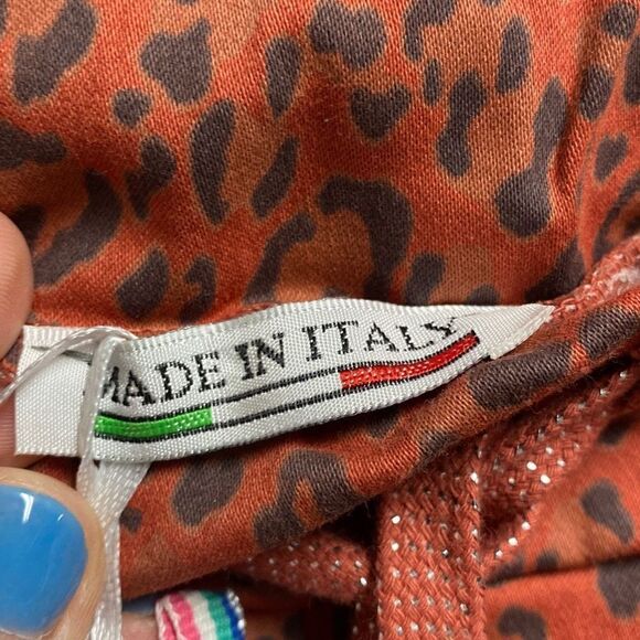 Three Hearts Burnt Orange Leopard Ankle Pants One Size NWT - Picture 6 of 7